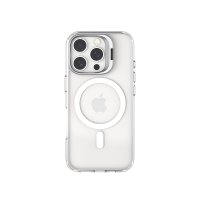 GUAN Case aus 10H Hartglas mit Kickstand für Apple iPhone 16 Pro Transparent/Silber