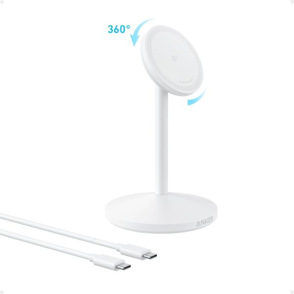 Anker MagGo Wireless Charger mit QI2, Magnetisch, Weiß