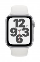 Apple Watch SE GPS + Cellular, 44mm Aluminiumgehäuse Silber, Sportarmband Weiß, Regular