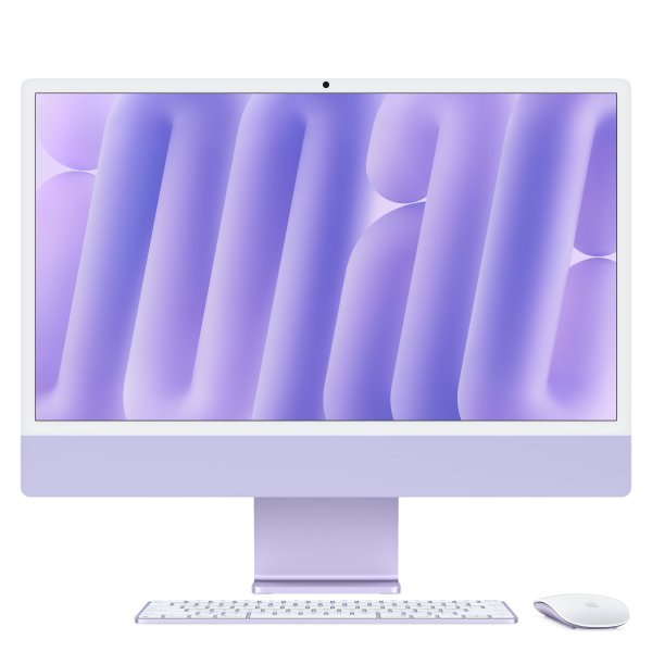 Apple iMac 24“, Violett, M4 Chip mit 10-Core CPU, 10-Core GPU und 16-Core Neural Engine, Standardgla