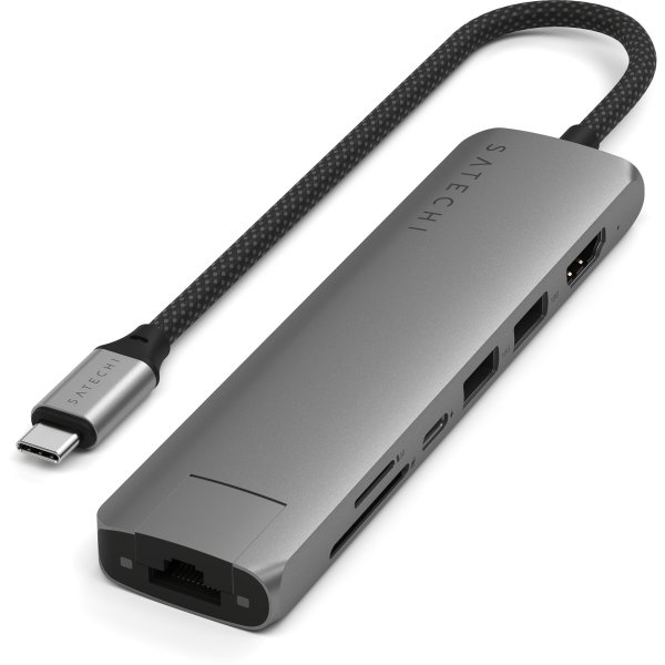 Satechi USB-C Slim Multi-Port Hub (7 in 1 Adapter), Space Grau