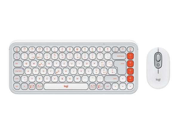 Logitech POP ICON COMBO, Tastatur-und-Maus-Set, Schweiz, Offwhite/Orange