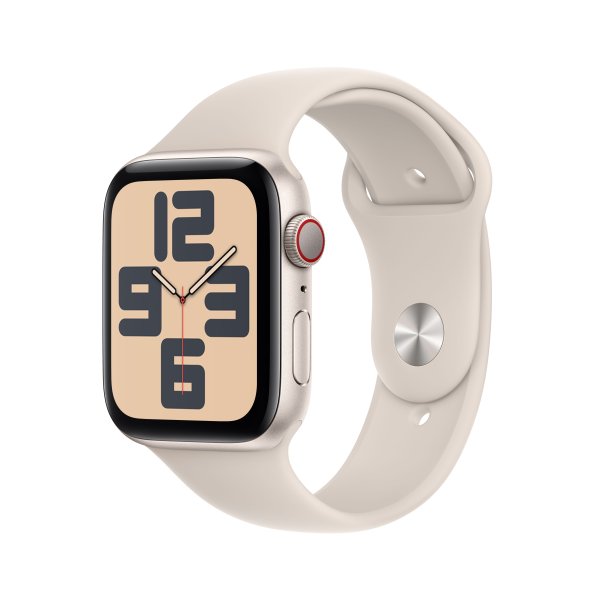 Apple Watch SE GPS + Cellular, 44 mm, S/M (130-180 mm Umfang) Aluminuimgehäuse Polarstern, Sportarmb