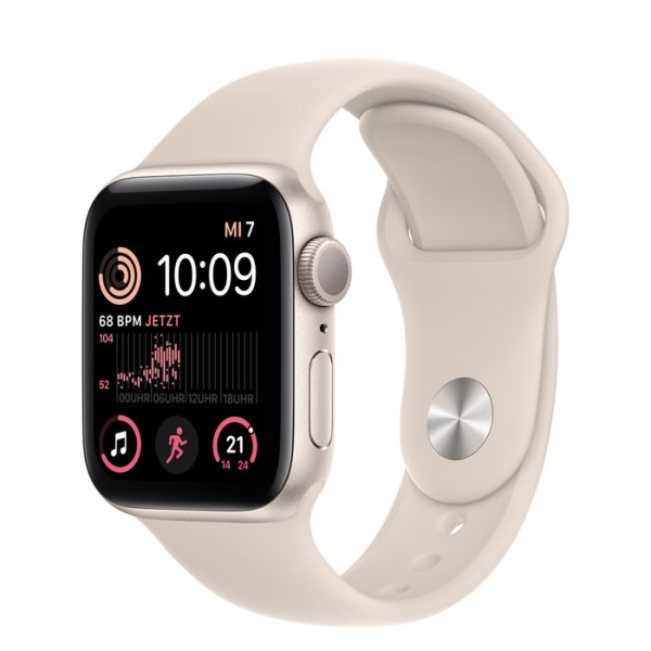 Apple Watch SE GPS, 40mm Aluminuimgehäuse Polarstern, Sportarmband Polarstern, Regular