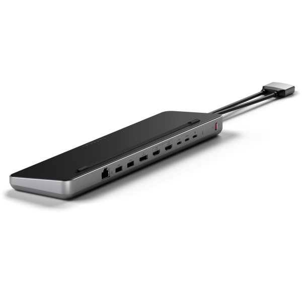 Satechi USB-C Dual Dock Stand (9 in 1 Adapter) mit integriertem SSD Festplatten Steckplatz, Space Gr