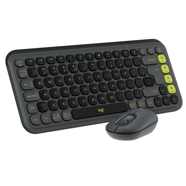 Logitech POP ICON COMBO, Tastatur-und-Maus-Set, Deutsch, Grafit/Grün