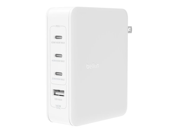 Belkin BoostCharge Pro - Netzteil - GaN-Technologie - 140 Watt - Fast Charge, Power Delivery 3.1 - 4