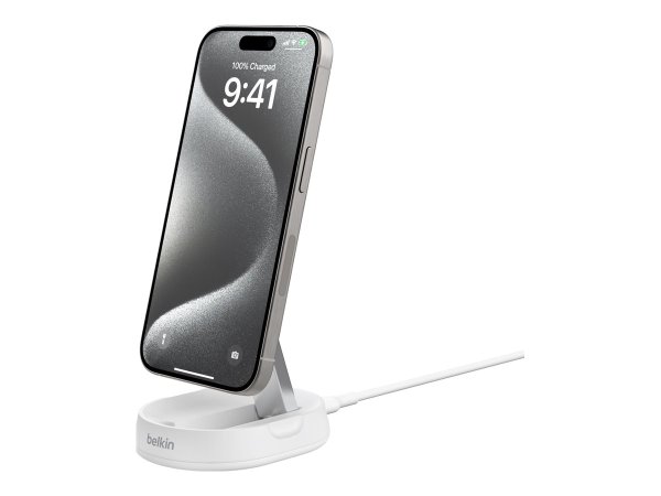 Belkin BOOST CHARGE PRO Qi2 15 Watt verstellbare magnetische Ladestation mit 1,5m USB-C Kabel, USB-