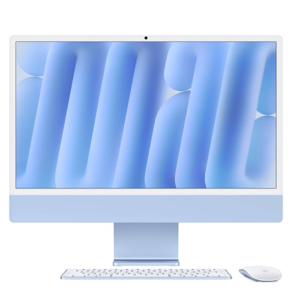 Apple iMac 24“, Blau, M4 Chip mit 8-Core CPU, 8-Core GPU und 16-Core Neural Engine, 16GB, 256GB SSD,