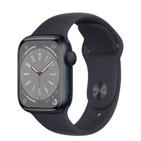 Apple Watch Series 8 GPS, 41mm Aluminuimgehäuse Mitternacht, Sportarmband Mitternacht, Regular