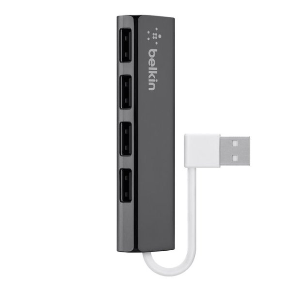 Belkin USB 2.0 HUB, 4-in-1, SLIM, Passiv, Schwarz