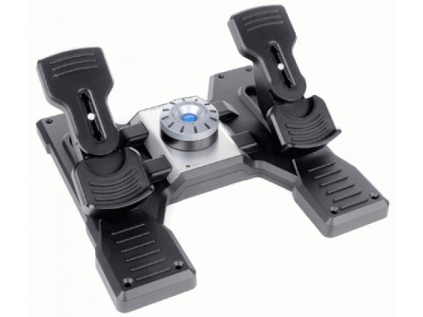 Logitech Flight Rudder Pedals, Pedale für Flugsimulatoren, Schwarz