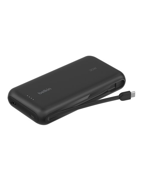 Belkin Powerbank mit integriertem USB-C Kabel, 20000mAh, 2x USB-C, Schwarz