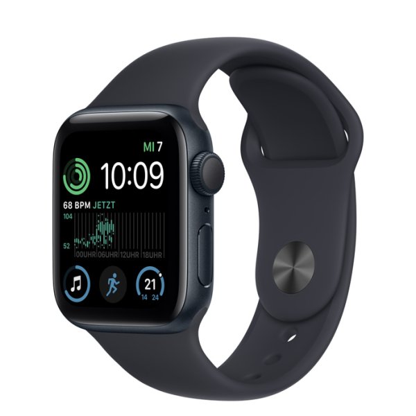 Apple Watch SE GPS, 40mm Aluminuimgehäuse Mitternacht, Sportarmband Mitternacht, Regular
