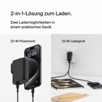 Belkin Power Adapter, 25W, inkl. Powerbank (5000mAh), USB-C auf USB-C Kabel (1,50m) & Reisestecker-S