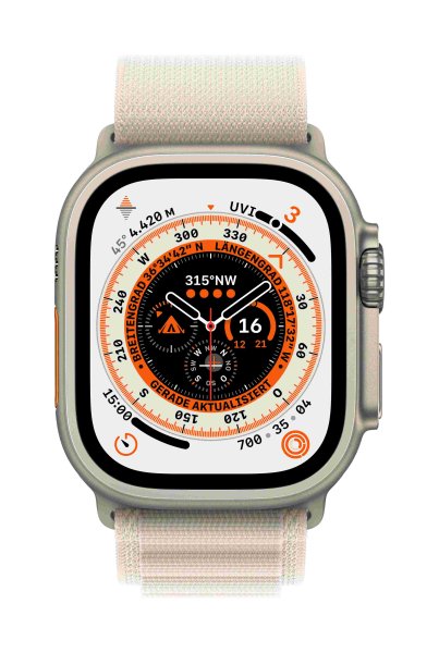 Apple Alpine Loop Armband für Apple Watch 49mm, Polarstern, Small (130-160 mm Umfang)