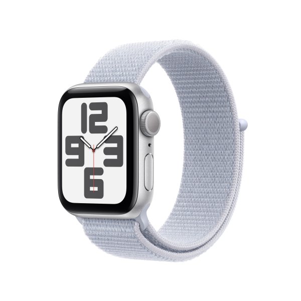 Apple Watch SE, GPS, 40mm Aluminuimgehäuse Silber, Sport Loop Armband Blaue Wolke