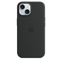 Apple iPhone 15 Silikon Case mit MagSafe Schwarz